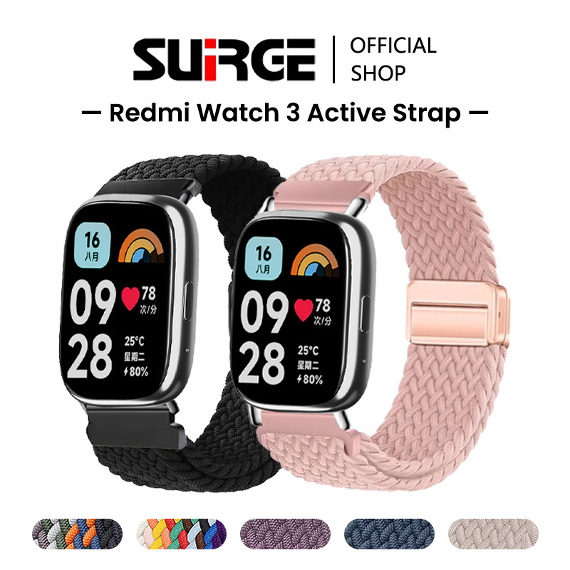 SUIRGE Strap Nylon Redmi Watch 3 Active Adjustable Braided Magnetic Buckle Strap