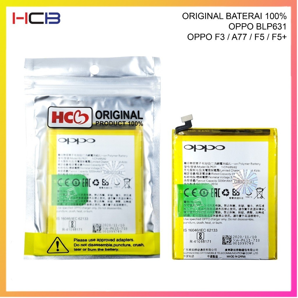 BATERAI OPPO BLP631 OPPO F3 / A77 / F5 / F5+ ORIGINAL 100%