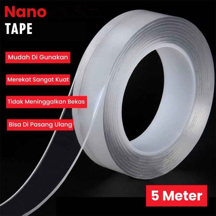 

NANO TAPE 5M TRANSPARAN DOUBLE TAPE 5 METER SOLASI SELOTIP BENING LEM AJAIB PEREKAT SERBAGUNA - 1 METER