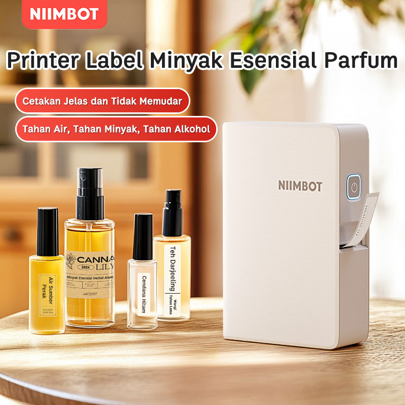 

NIIMBOT B18 PRINTER STIKER UNTUK PARFUM DAN MINYAK ESENSIAL, TAHAN AIR DAN ALKOHOL, PRINTER LABEL
