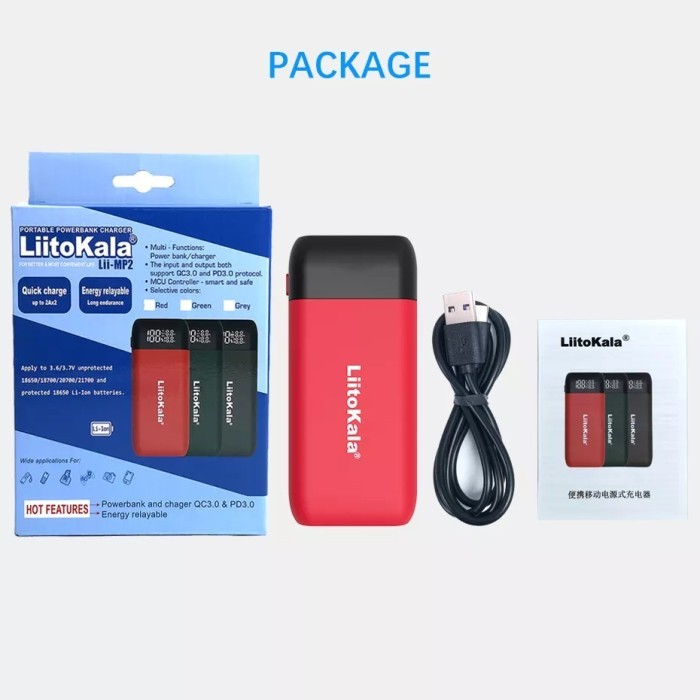 RK LiitoKala Lii-MP2 PORTABLE CHARGER POWERBANK USB C 18650 21700 PD QC 3.0