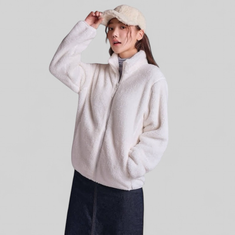 VN65TR Jaket Bulu Fleece Sherpa Dewasa Pria dan Wanita Musim Dingin