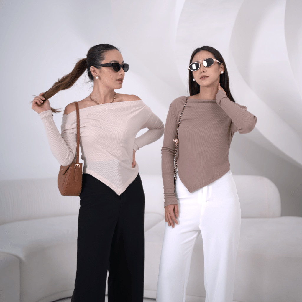 Blossom Sabrina Longsleeve | Baju Wanita Lengan Panjang | Atasan Wanita Elegan | Outfit Korean Style