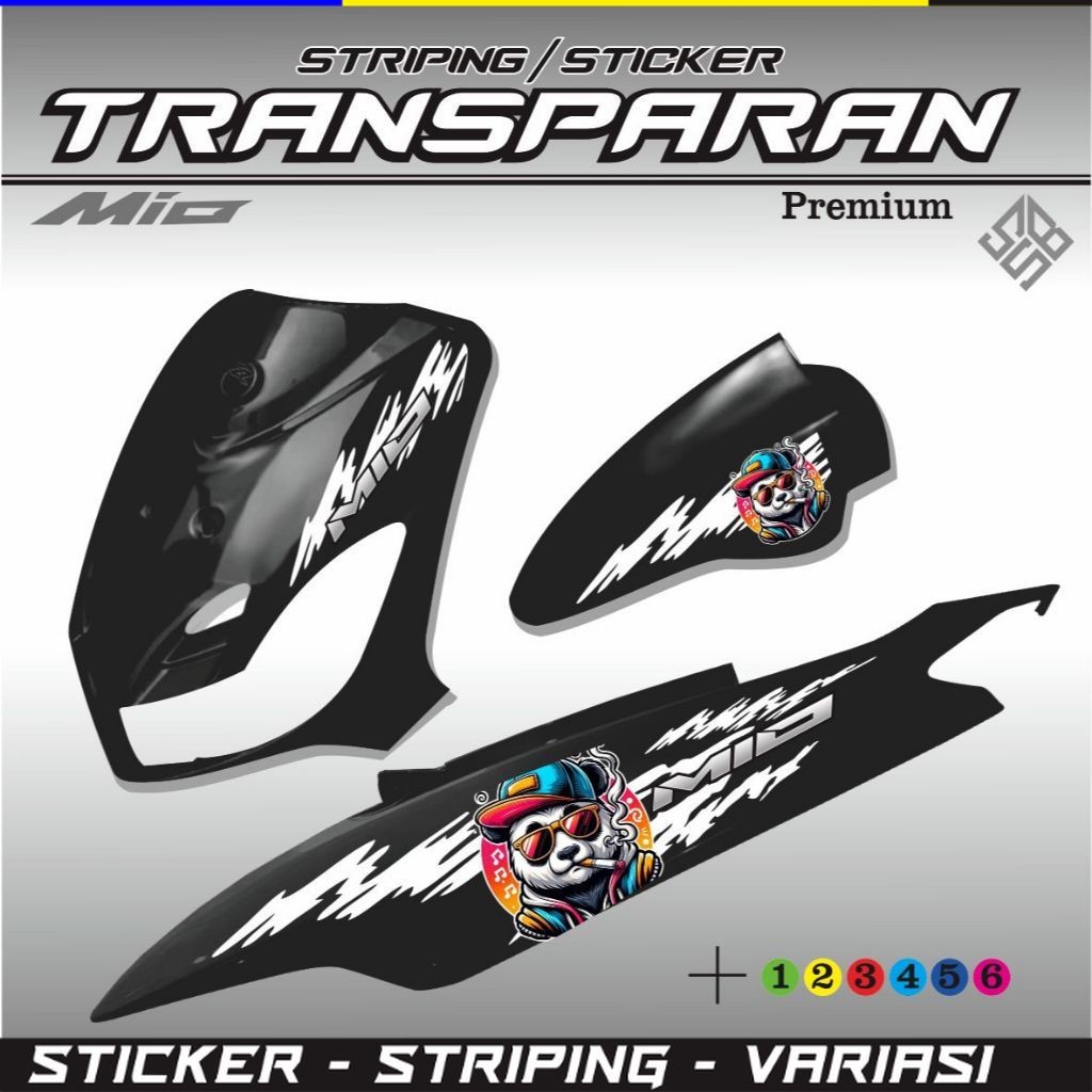 STRIPING TRANSPARAN MOTOR MIO OLD MOTIF PANDA STIKER STYLE MOTIF