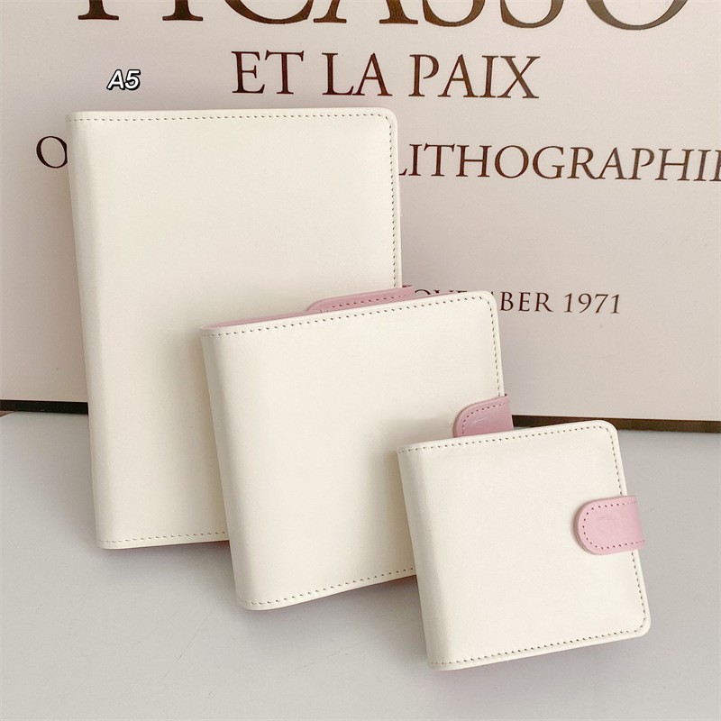 

MINKYS Ins Hot White Pink Kawaii A5 A7 A8 Kpop Photocard Binder Photo Cards Collect Book Album PU Leather Notebook Stationery