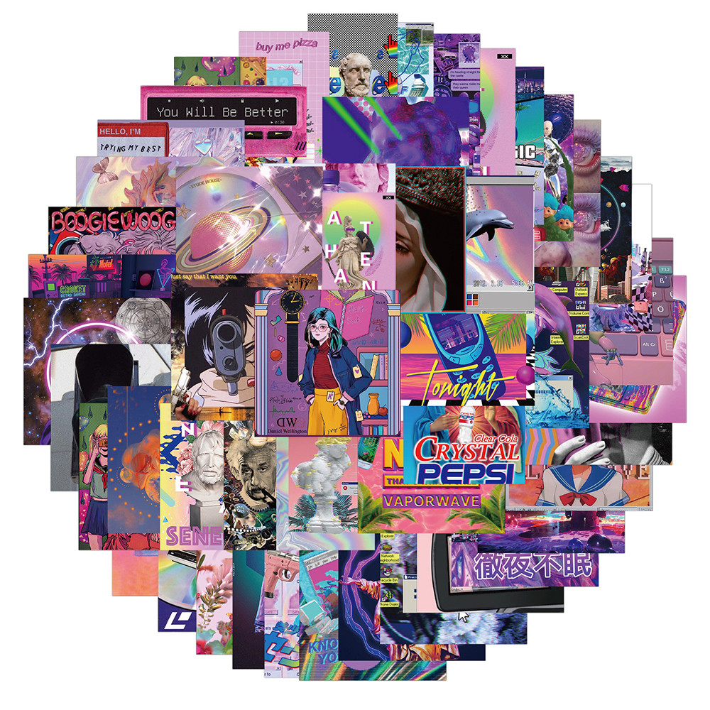 

10/30/50pcs Ins Vaporwave Cool Stickers Aesthetic Graffiti DIY Phone Scrapbook Laptop Luggage Skateboard Sticker Decals Kids Toy