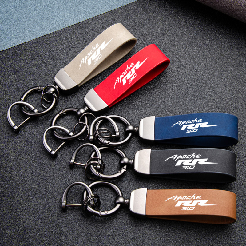 Fantastic Skin feel leather metal keychain For TVS Apache RR310 Apache 310rr Motorcycle accessories