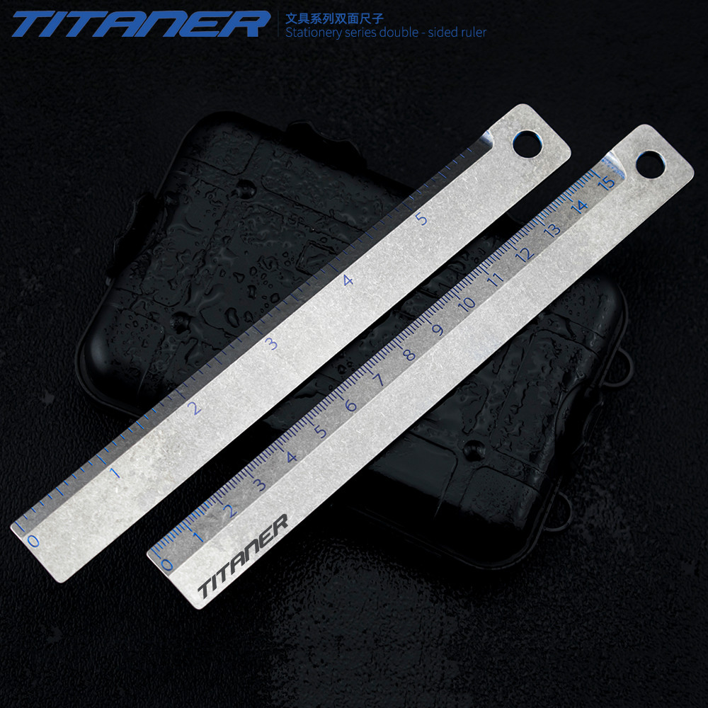 

1 Piece TITANER Titanium Alloy Tactical Ruler EDC Measuring Tool Defense tool ENGLISH and Matric Double side Ruler