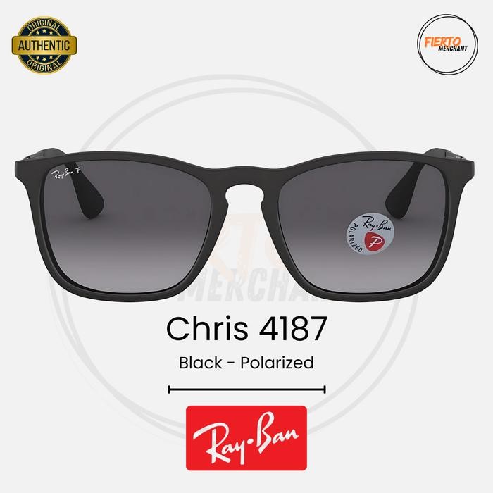 Kacamata Rayban Chris 4187 Ori/Original Sunglasses Hitam/Black Doff Polarized Anti Silau&UV