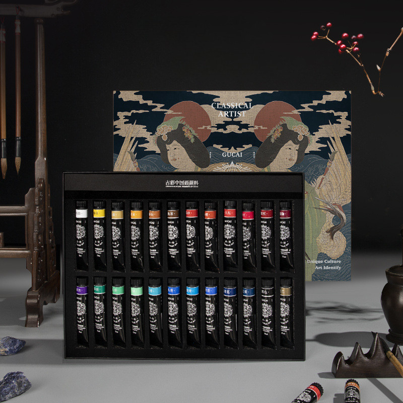 

Chinese Painting Pigment 12/24 Colors Set Bird & Flower Ink & Landscape Beginner's Set Classic Professional Art Supplies