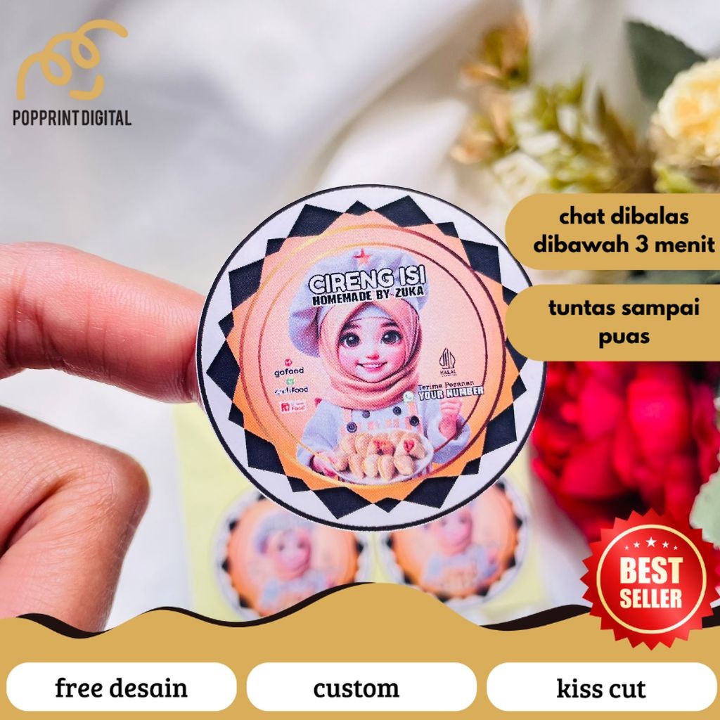 

PopPrints 9-15 Cetak Sticker Chromo Cireng Label Kemasan Cemilan Makanan Cilok Cibay Free Custom