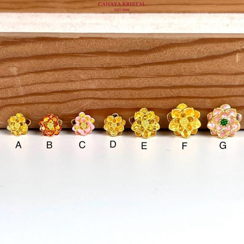 Charm Emas Teratai/ Bunga Lotus Emas 24K HK Hongkong 999% (Mini & Jumbo) - Gold Bracelet