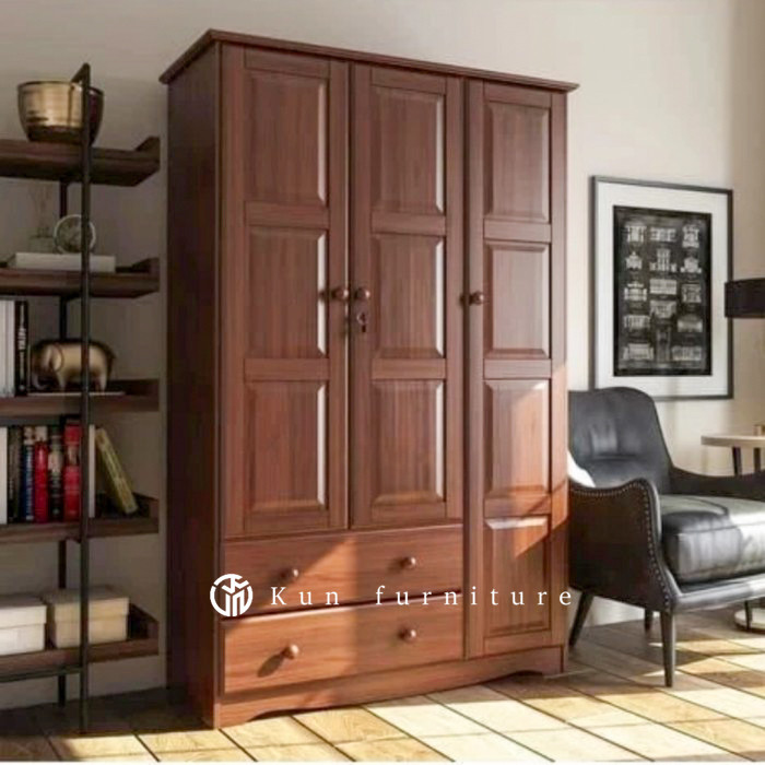 Lemari pakaian minimalis pintu 3 kayu jati lemari pakaian jati modern