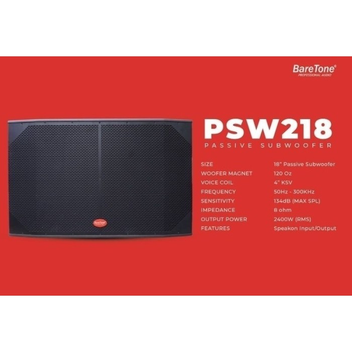 Subwoofer Speaker Pasif 18 inch Baretone PSW 218 / PSW218 Sub Passive 18 inch 2400 Watt Original