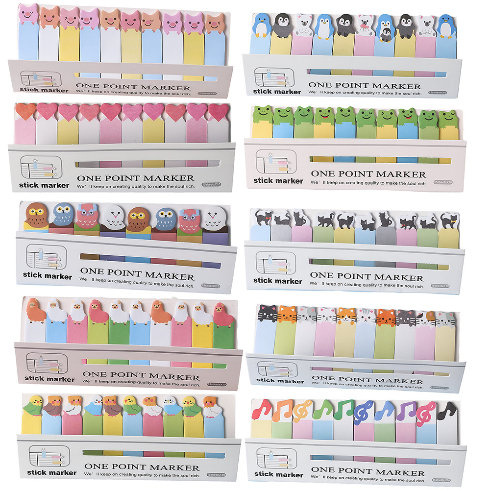 

Memo Pad Sticky Notes Kawaii Small Cat Panda Music Frog Aesthetic Stationery Notepad Book Post Bookmarks Mini Index Tab Stickers