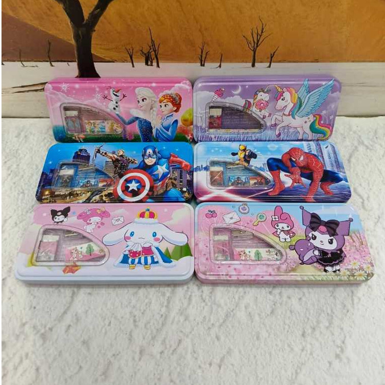 

KOTAK PENSIL bahan KALENG BESAR ada ISI PENCIL CASE