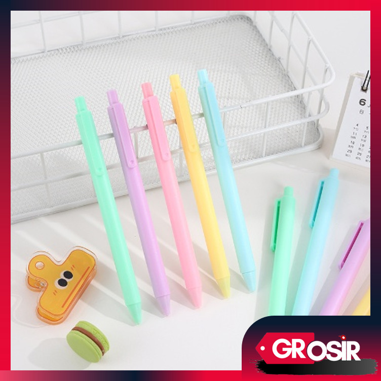 

Grosir - S5721 Pena Cetekan Macaroon / Alat Tulis Sekolah Kantor / Pena Warna Warni Bolpoint Polos Tinta Hitam Murah Import