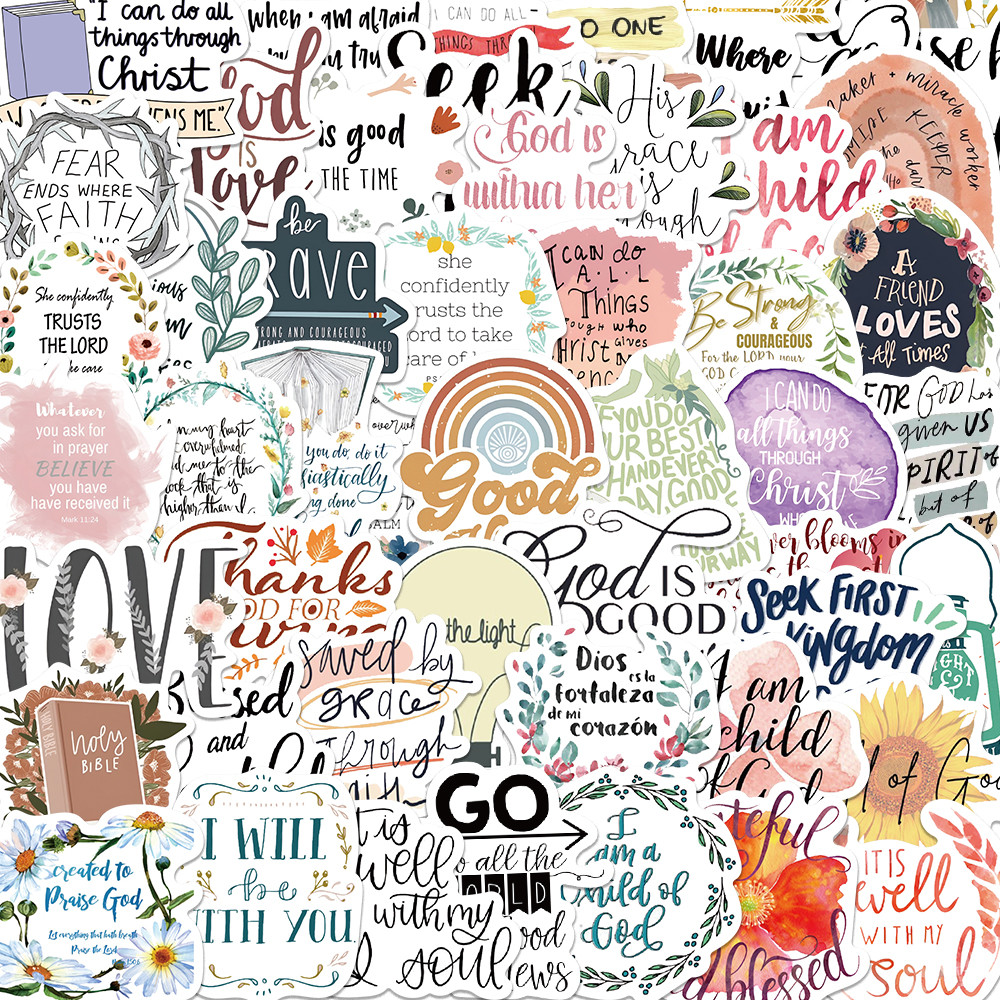

52pcs Jesus Christians Religion Sayings Stickers Skateboard Suitcase Graffiti Luggage Motorcycle DIY Bible Sticker