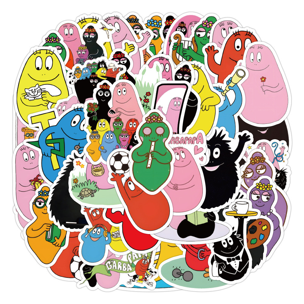 

50PCS Les Barbapapa Sticker Pack Cute Series Handheld Account Stickers DIY Toys Decorative Stickers Anime Cartoon Stickers