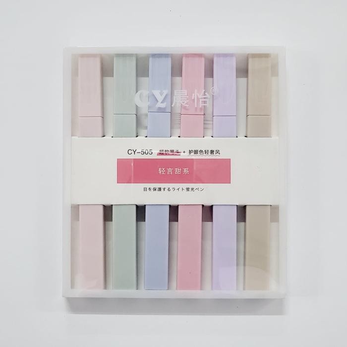 

TM LIGHT COLOR HIGHLITER 6 COLORS DOUBLE HEAD / COLOR MARKER S104 - LIGHTLYSWEET