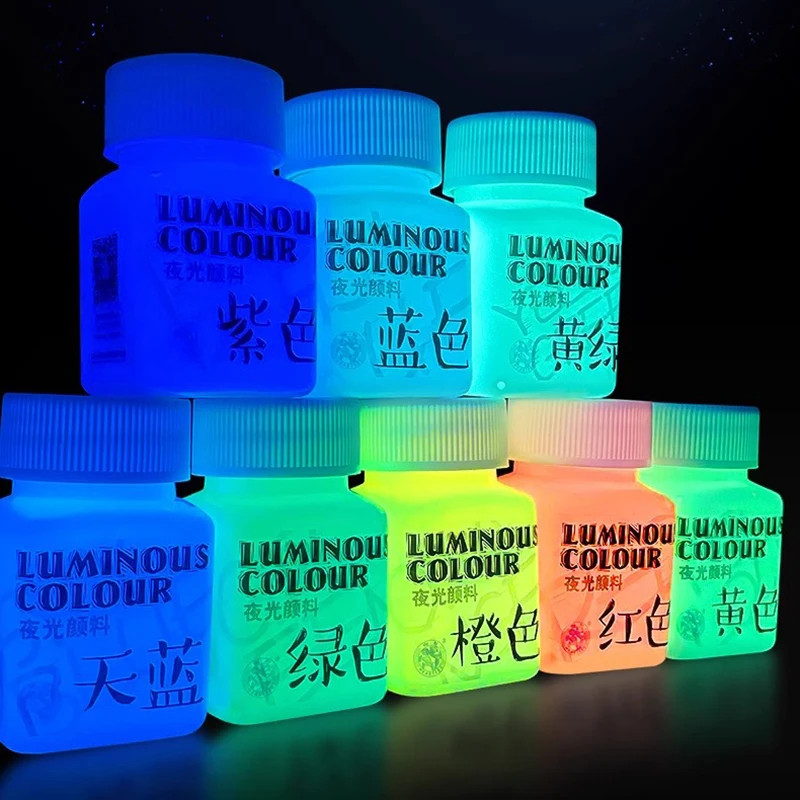 

58ML Fluorescent Acrylic Pigment Luminous Pigment Glow in Dark Hand Painted DIY Festival Party Wall Light Absorbing Pigment