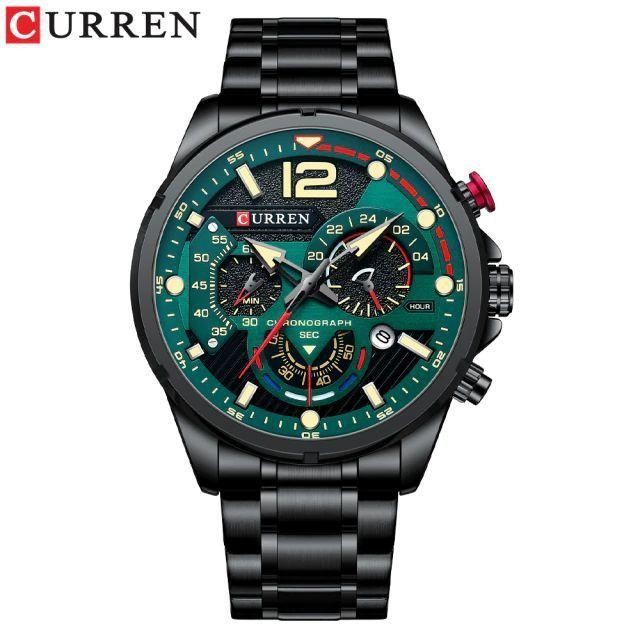 "V.NLN" - TERBARU Jam Tangan Pria Analog Tali Stainless Steel Chronograph Aktif CURREN 8395 - Black 
