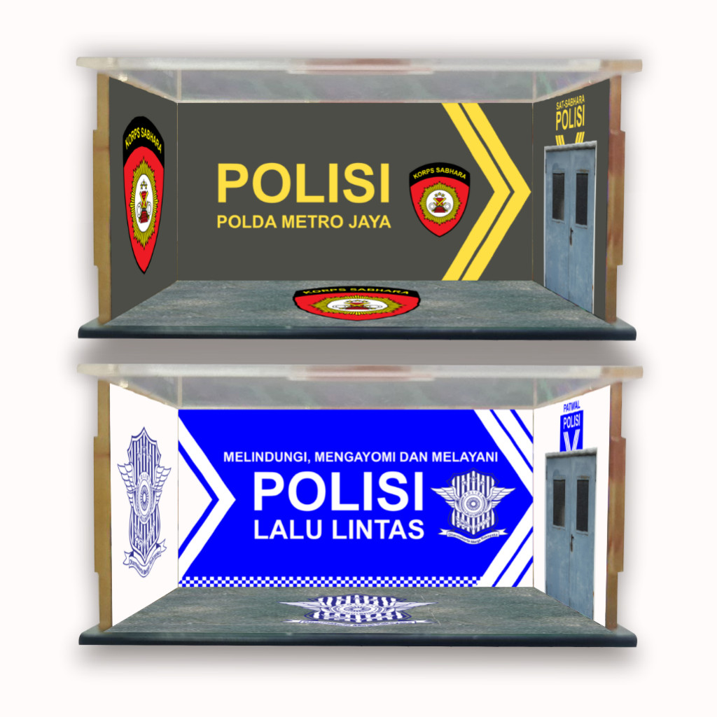 KARIMAKE GARAGE Box Akrilik Diecast POLISI INDONESIA PJR POLANTAS SABHARA