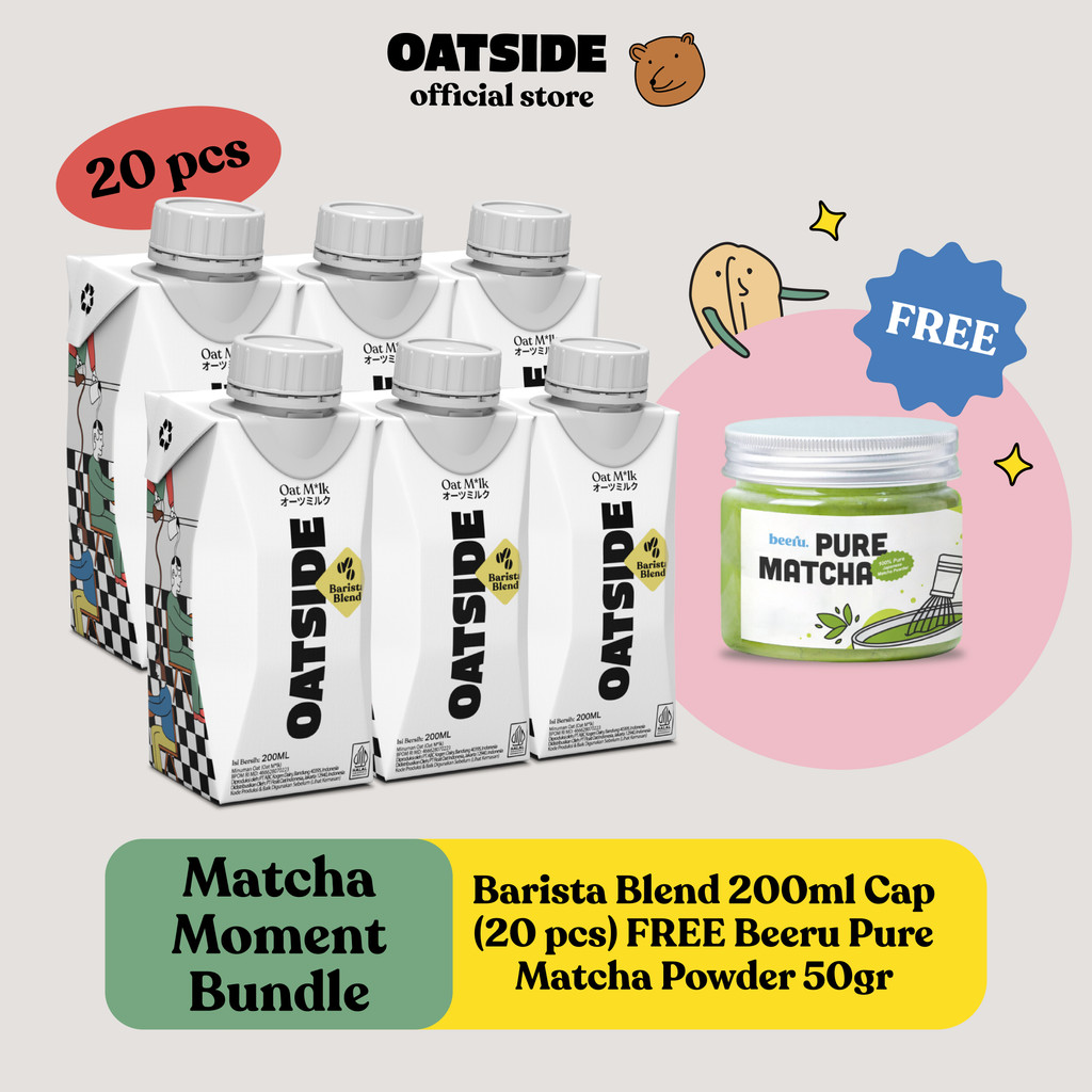 

[Matcha Moment Bundle} OATSIDE - Mini Oat Milk Barista Blend 200ml (20 pcs) ( Cap ) FREE Beeru Pure Matcha Powder 50gr