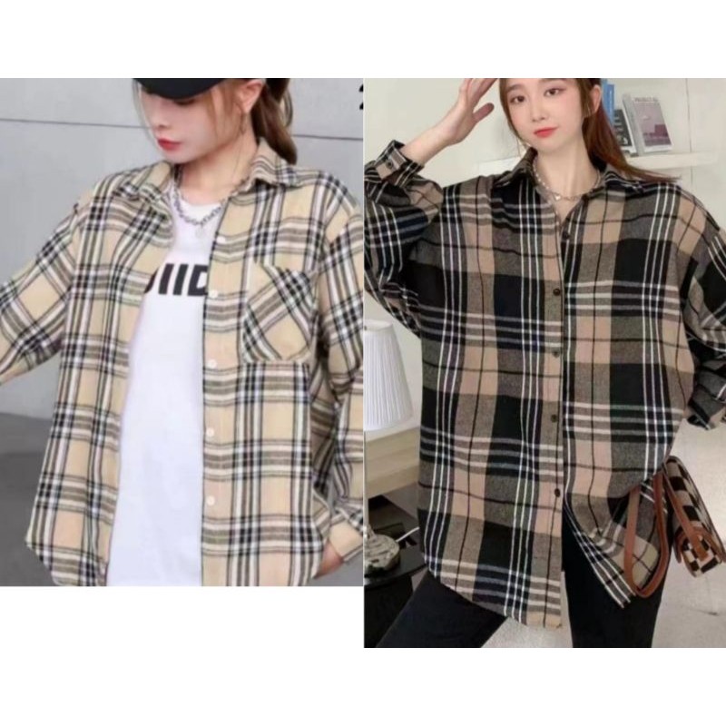 NANTARSHOP kemeja panel motif kotak import