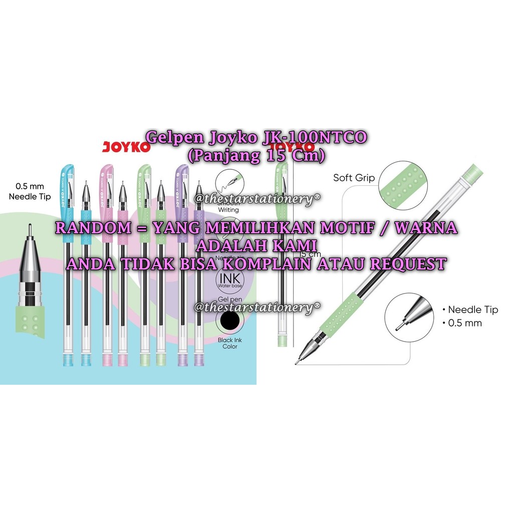 

(1 Pak Isi 12 Pcs) GROSIR Gelpen JOYKO JK-100NTCO Hitam 0.5 mm / Pulpen Joyko JK-100NTCO (1 Pak/12)