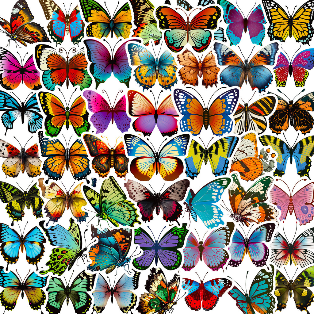

10/25/50pcs Cartoon Butterfly Graffiti Stickers for DIY Scrapbook Stationery Water Bottle Phone Laptop Guitar Decal