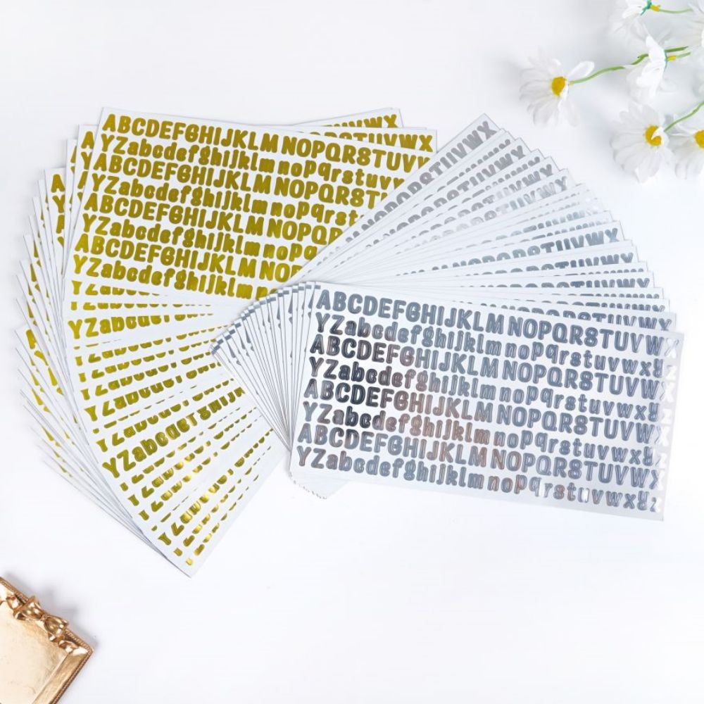 

5Pcs/set 0.5 Inch 26 Alphabet Planner Stickers Waterproof Gold Silver Color DIY Letter Decorative Sticker For Kids Cup Laptop