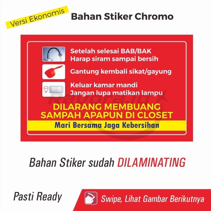 

Stiker Toilet /Kamar Mandi - Varian Chromo