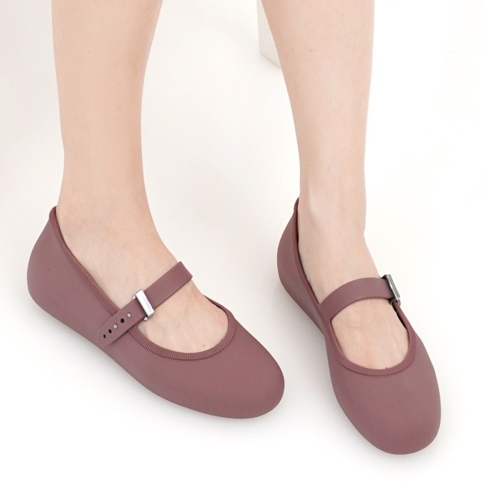 PORTO - Sepatu Sandal Wanita Sendal Selop Jelly Mules Shoes USD - Burgundy, 40