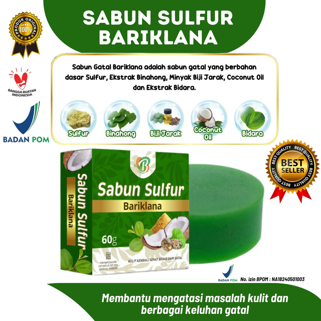 Sabun Herbal Sulfur Bariklana Solusi Gatal, Eksim, Panu