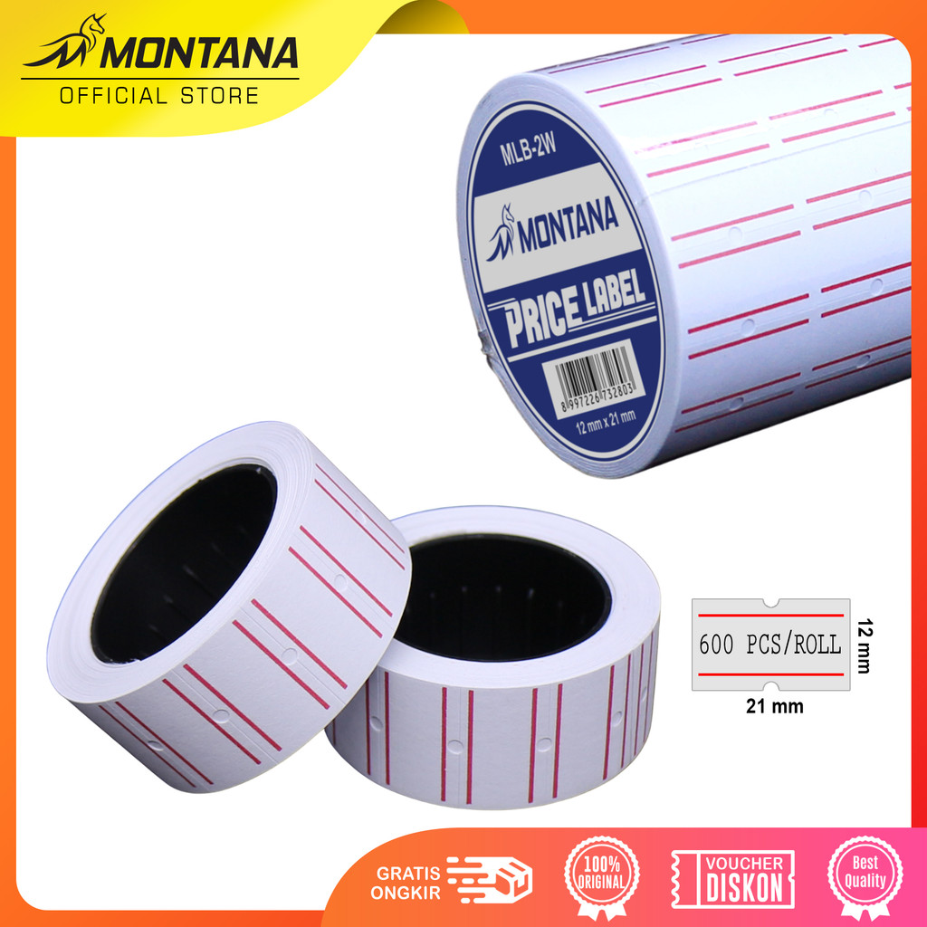 

MONTANA Kertas Label MLB-2W Hand Label Stiker Harga 1Set isi 10 Roll copy