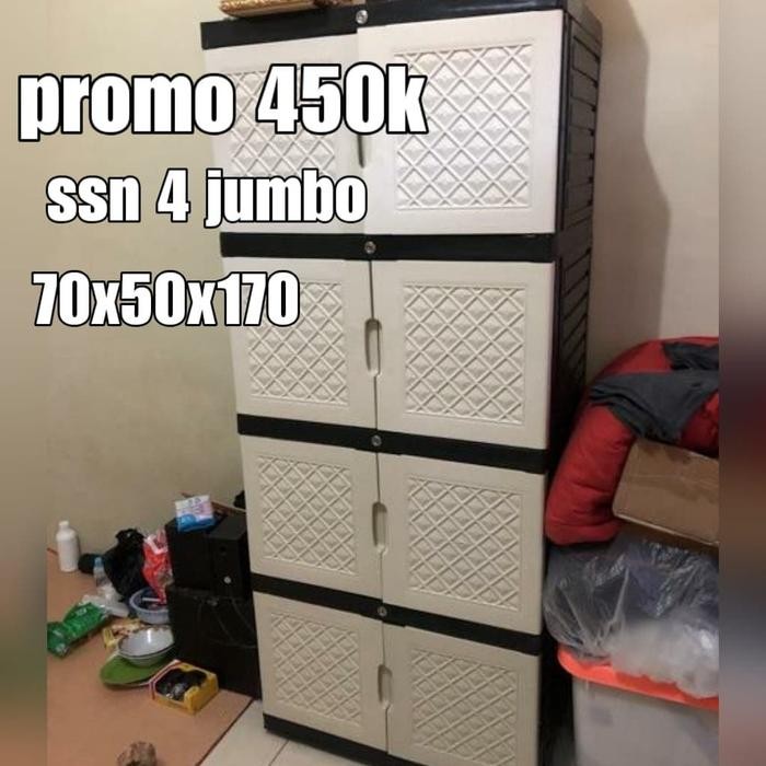 lemari plastik susun 4 jumbo full kunci