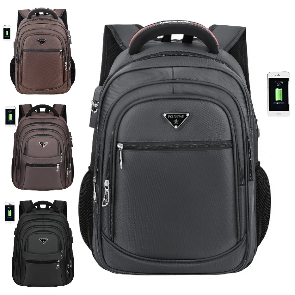 OBRAL/ Tas Polo Star Tas Ransel Kerja Tas sekolah Kunci Usb Port POLO Import 16 IN