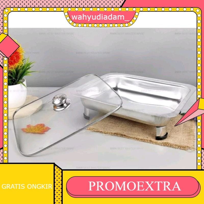 Tempat Prasmanan Stainless Full Kaca 555 / Fastfood Wadah Saji Stainless Lauk Prasmanan 555 / Chafin