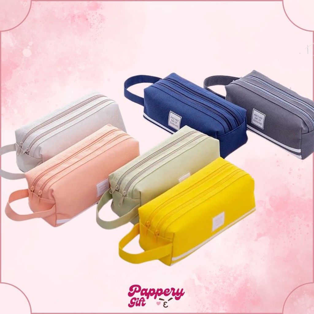 

Kotak Pensil Besar Double Zipper Warna Pastel Dua Resleting Dual Zipper Muat Banyak - SE0287