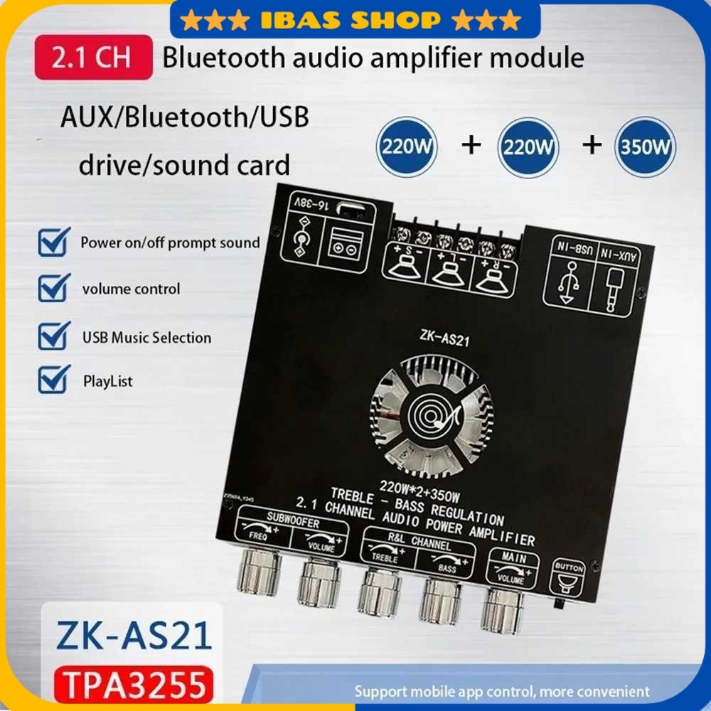Amplifier Board Audio Bluetooth USB 2.1 Channel DIY - ZK-AS21