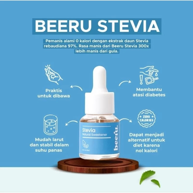 

Beeru Stevia Natural Sweetener Pemanis Alami 0 Kalori SehatTanpa Gula - Pengganti Gula Diabetes - 15mL & 5mL