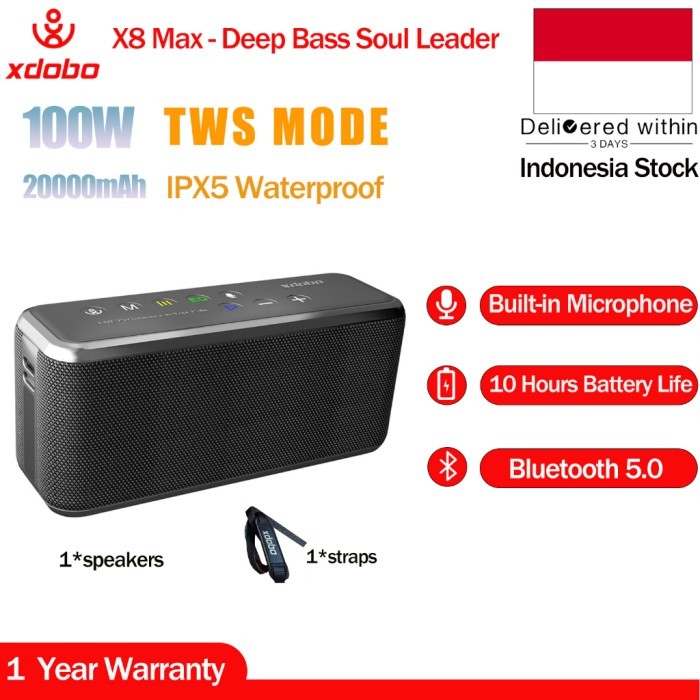 XDOBO X8 MAX 100W Portable Wireless Bluetooth Speaker TWS Mode Speaker IRX5 Waterproof Speaker