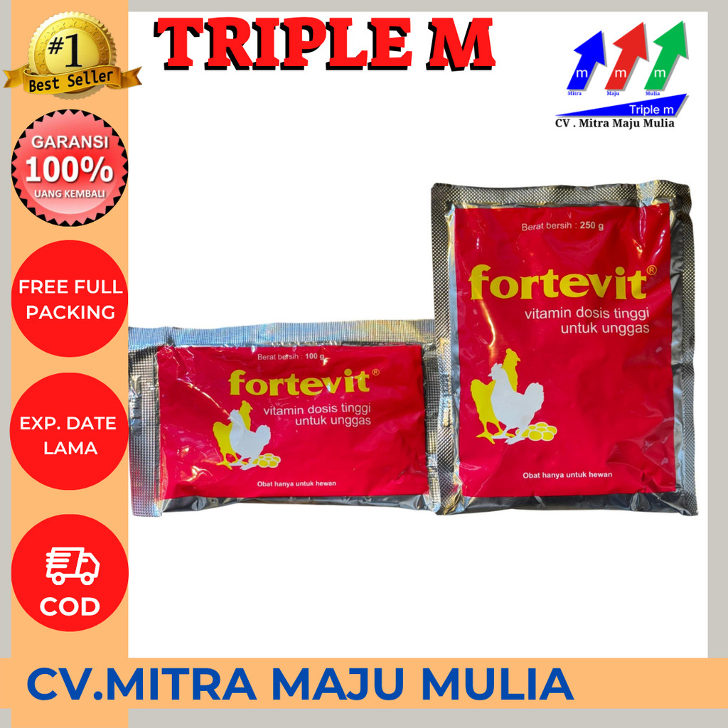 FORTEVIT 100 gram dan 250 gram - Vitamin Dosis Tinggi Untuk Unggas