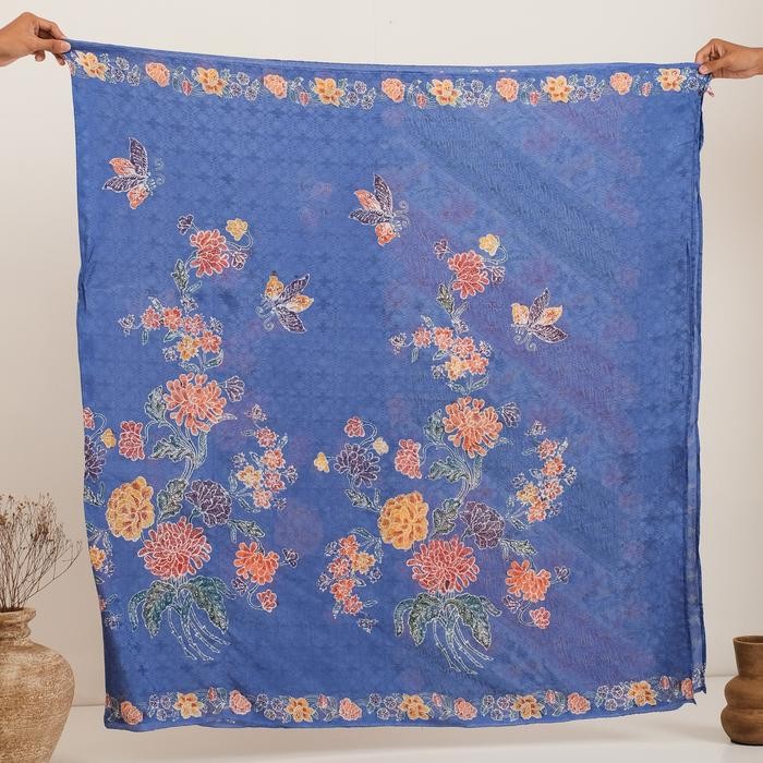 Ready Kain Sarung Batik Encim Kombinasi Meradelima Viscose - Biru Terbaru