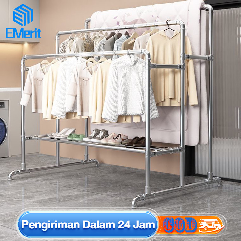 Jemuran Baju Stainless Baja Gantungan Besar Jemuran Baju Aluminium Jemuran Baju Pakaian 200CM Terlar
