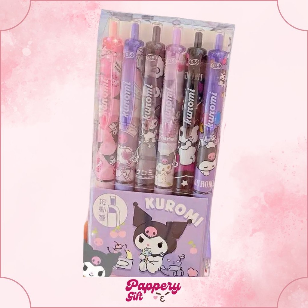 

(12pcs) Pena Cetek TINTA HITAM Motif Sanrio Kuromi Melody Cinnamonroll - SE0448