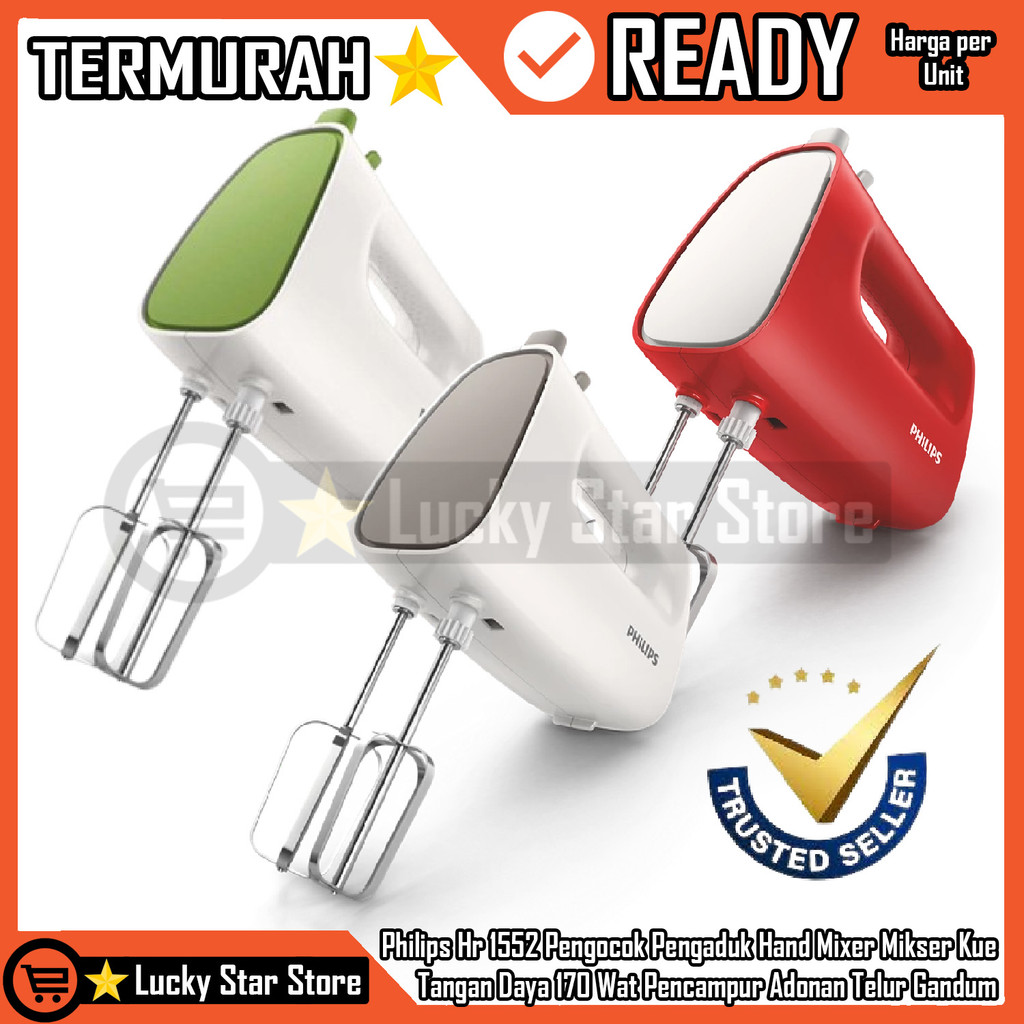 Philips Hr 1552 Hand Mixer Mikser Tangan Daya 170 Watt W Wat Pencampur Pengocok Pengaduk Adonan Telu
