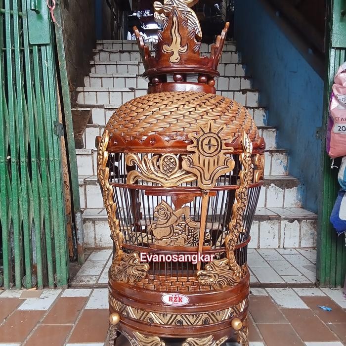 Sangkar burung perkutut full KATU JATI ukir 9 naga