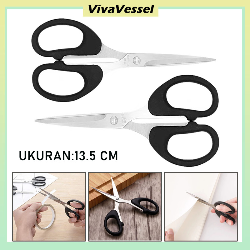 

Gunting Medium Hitam Ukuran 13.5 CM/Gunting Kertas Kain Stainless Steel/Gunting Tajam/Gunting Kain